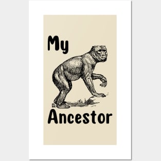 My Monkey Ancestor | A Humorous and Endearing Illustration of a Primate Posters and Art